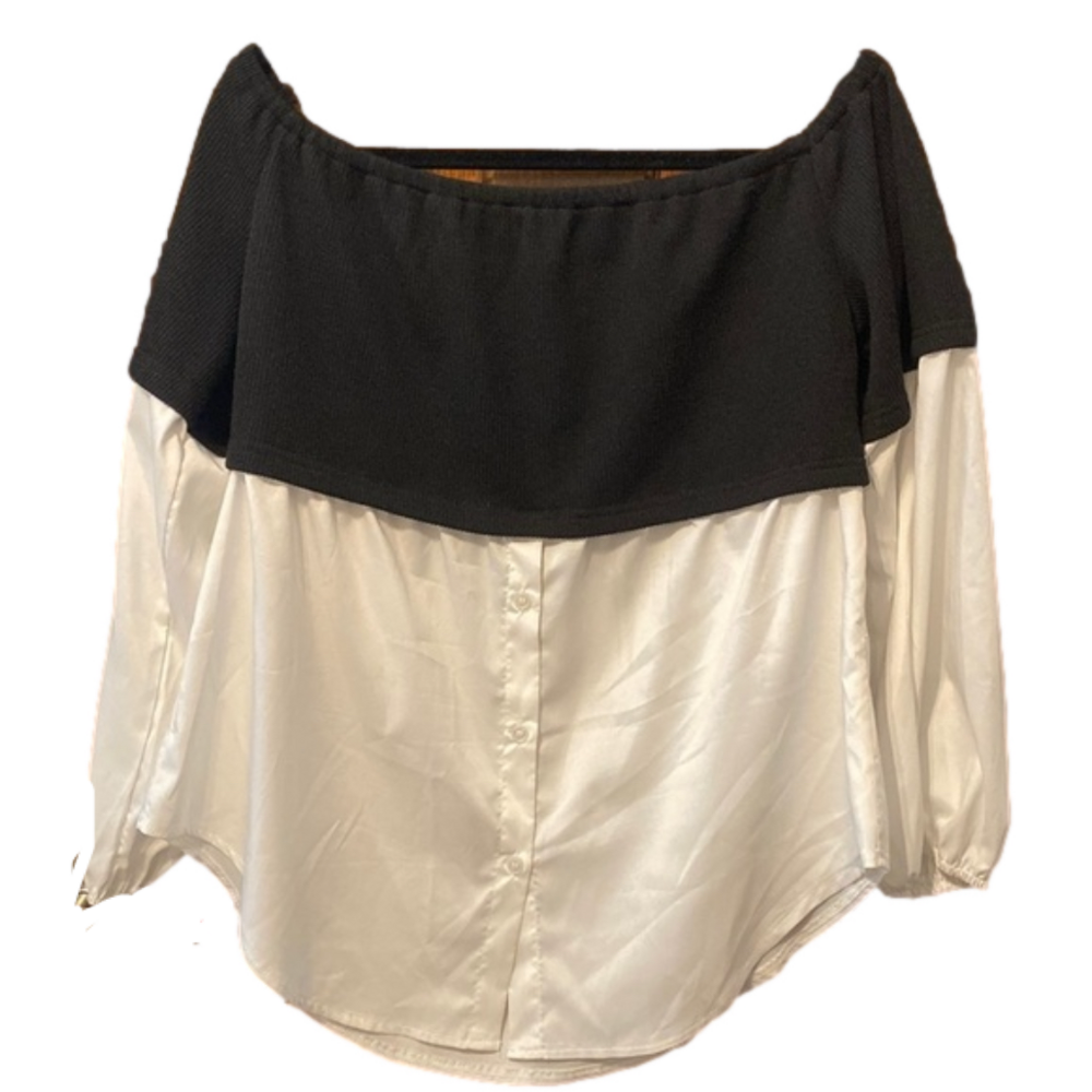 Shein Curve Layered Look Blouse With 3/4 Sleeve